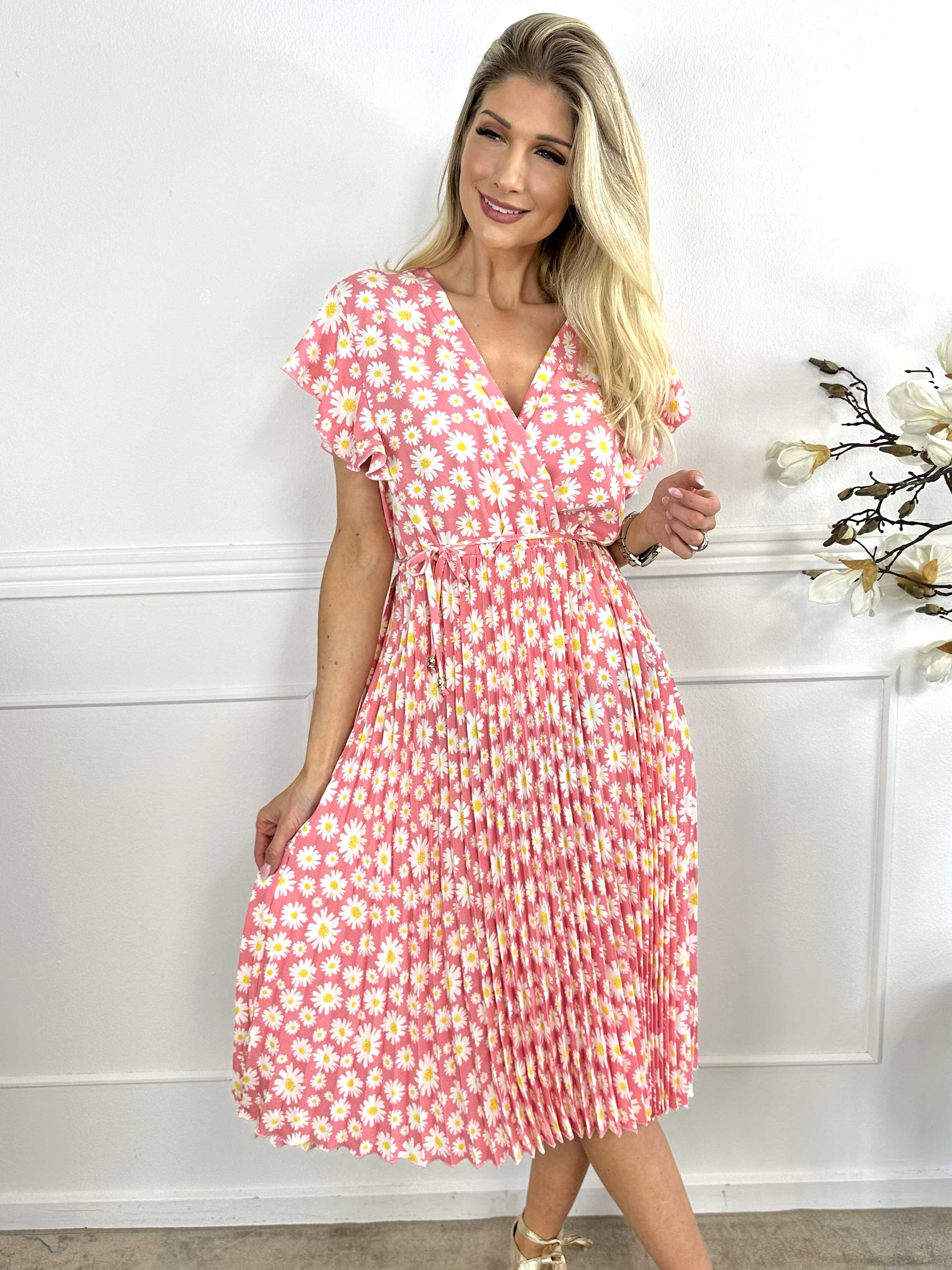 Callidora Flower - Blommig klänning med veck och volanger